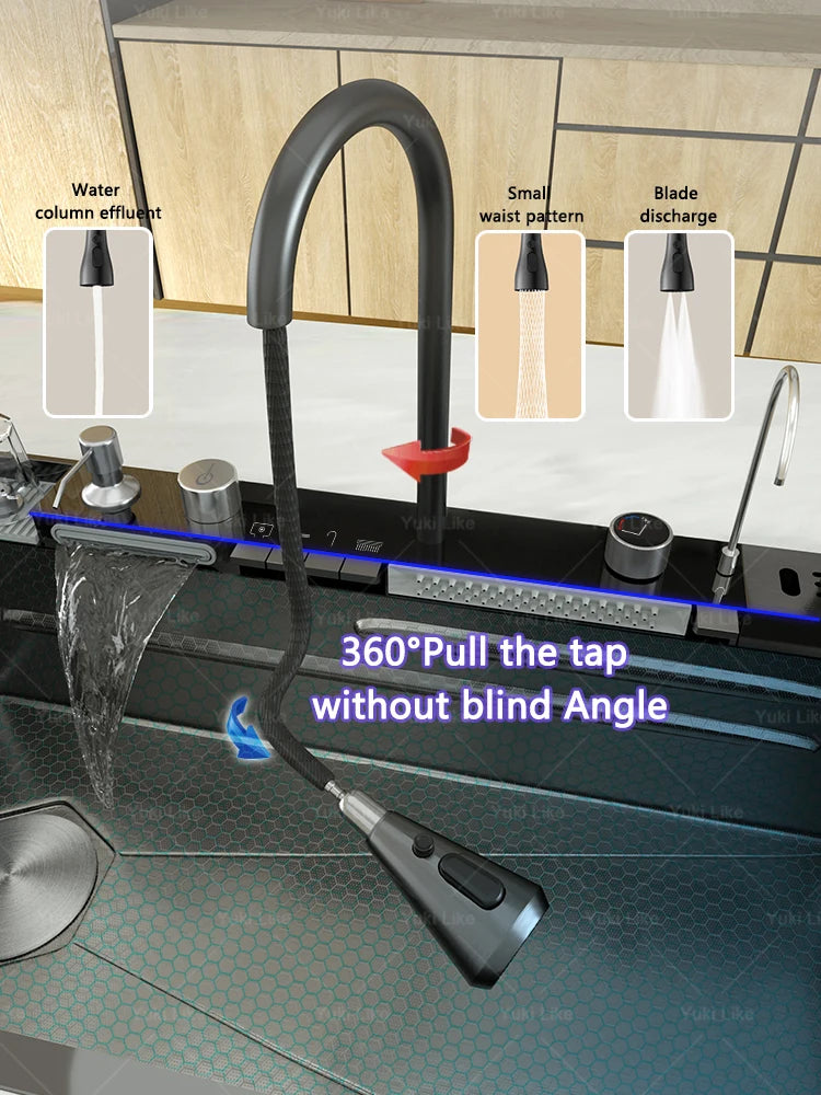 Extra large stainless steel kitchen sink with digital display single slot multi-function dishwashing and glassware washing sink
