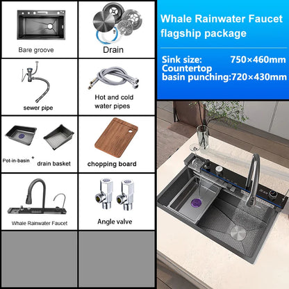 Extra large stainless steel kitchen sink with digital display single slot multi-function dishwashing and glassware washing sink