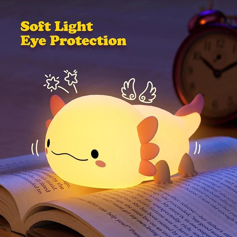 Glow with the Flow – Touch control sleeping lamp – Adorable Axolotl Silicone Night Light for Kids