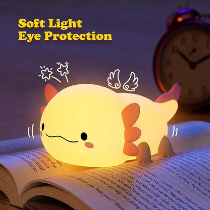 Glow with the Flow – Touch control sleeping lamp – Adorable Axolotl Silicone Night Light for Kids