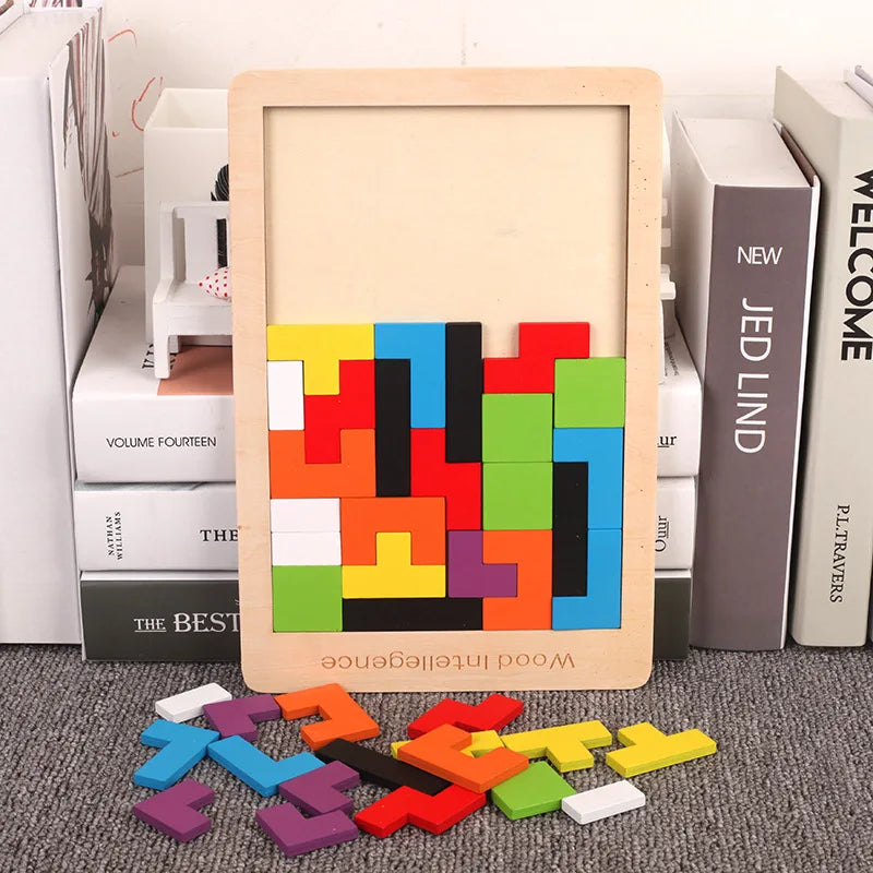 Timeless Tots 3D Wooden Russia Puzzle – Spark Logic and Colourful Fun – Color Shape Game Children Thinking Logic Square Toy Puzzle For Kids