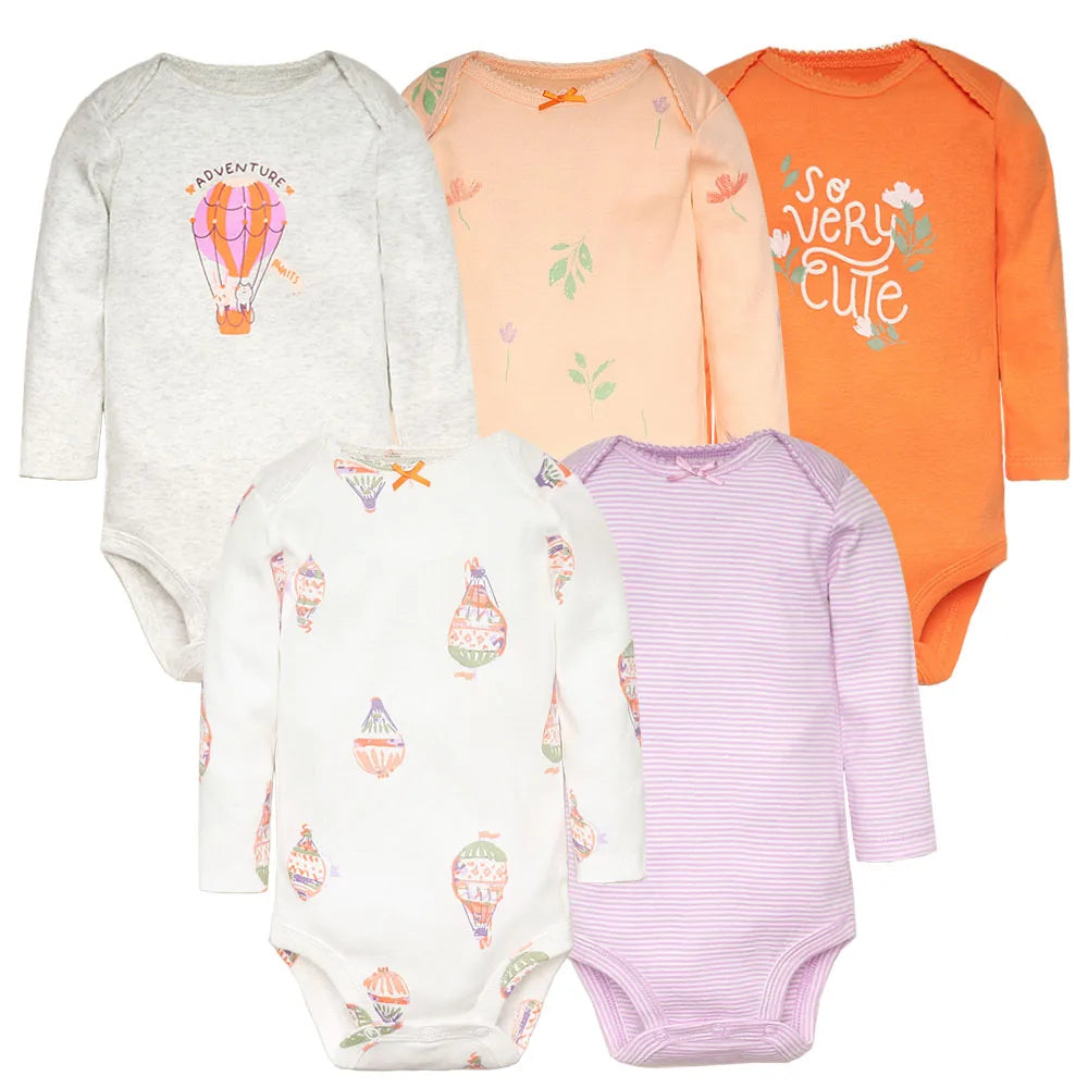 SnuggleTime Favourites – 5-Piece Baby Bodysuit Set (Unisex | Newborn to Toddler)