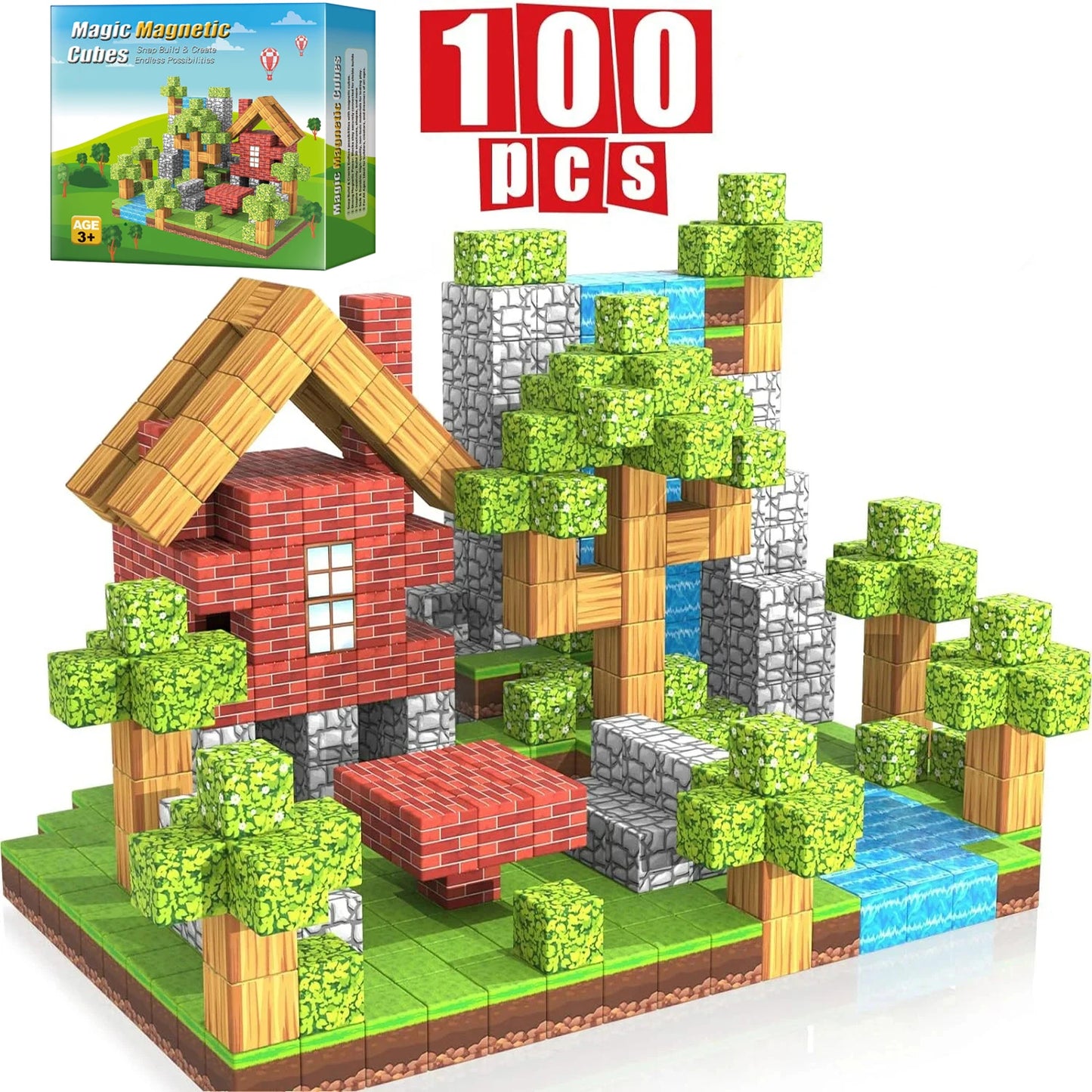 Magnetic Master Builder Set – 100 Pieces of Creative Fun – Blocks Toy Build Magnet Set For Boys Girls Stem