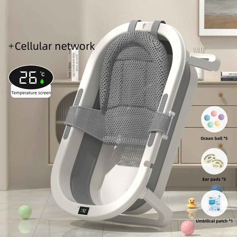 Bath Time Bliss – Foldable Warm Baby Bathtub for Sitting & Lying Toddlers