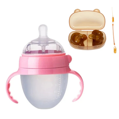Soothe & Sip – Anti-Choking Silicone Baby Feeding Bottle with Handles – Nipple Bottle for Baby 0-9 Month 150ML/250ML