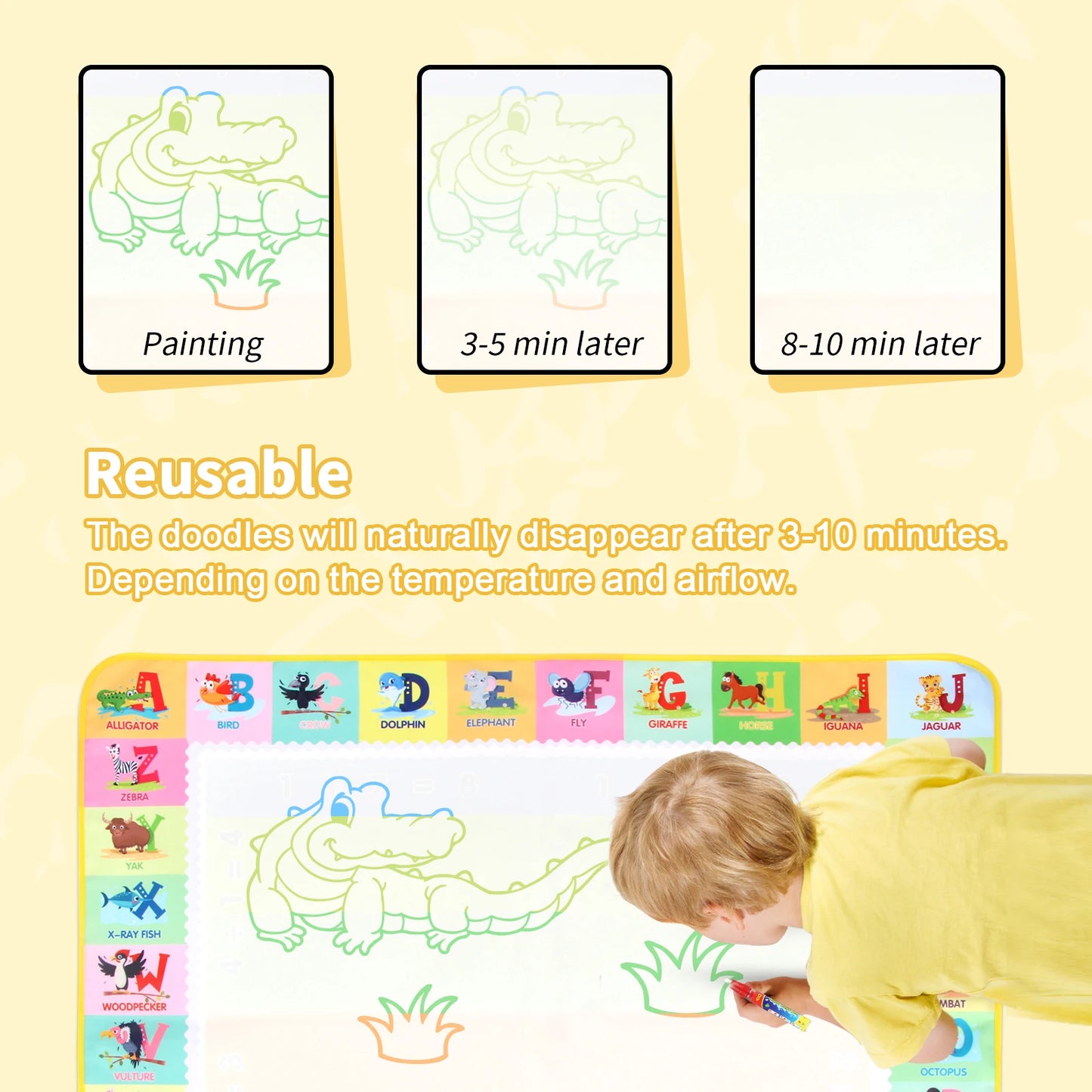 Splash-Free Creativity – 100x80CM Magic Water Drawing Mat for Mess-Free Fun & Learning