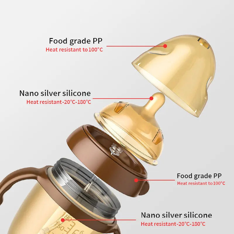 Soothe & Sip – Anti-Choking Silicone Baby Feeding Bottle with Handles – Nipple Bottle for Baby 0-9 Month 150ML/250ML