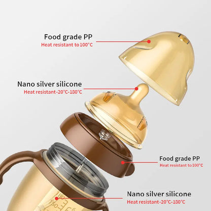 Soothe & Sip – Anti-Choking Silicone Baby Feeding Bottle with Handles – Nipple Bottle for Baby 0-9 Month 150ML/250ML