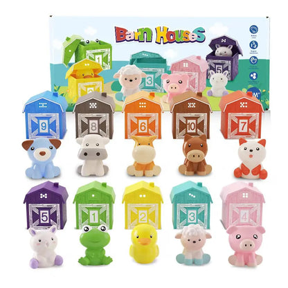 Little Farmers at Play – Montessori Colour Sorting & Counting Barn Toy Set