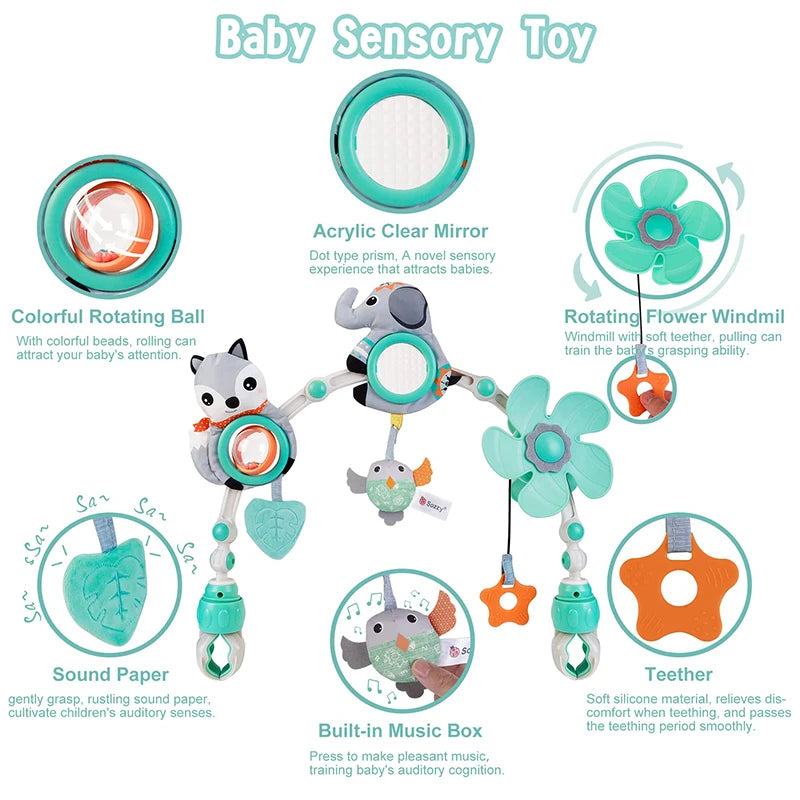 Little Explorer’s Delight – Foldable Musical Stroller Arch Toy for Sensory Play On-the-Go