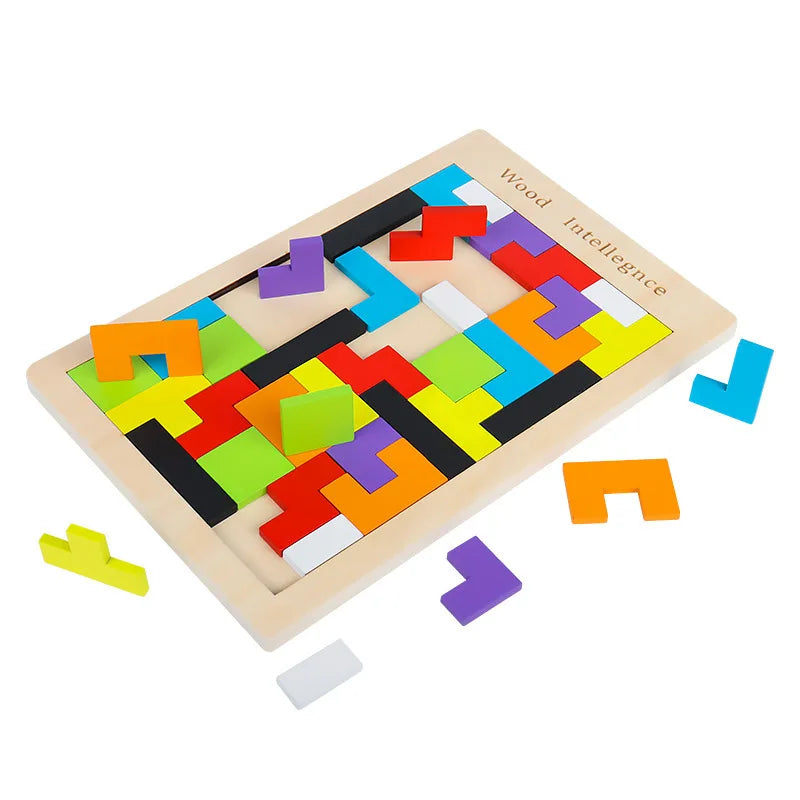 Timeless Tots 3D Wooden Russia Puzzle – Spark Logic and Colourful Fun – Color Shape Game Children Thinking Logic Square Toy Puzzle For Kids