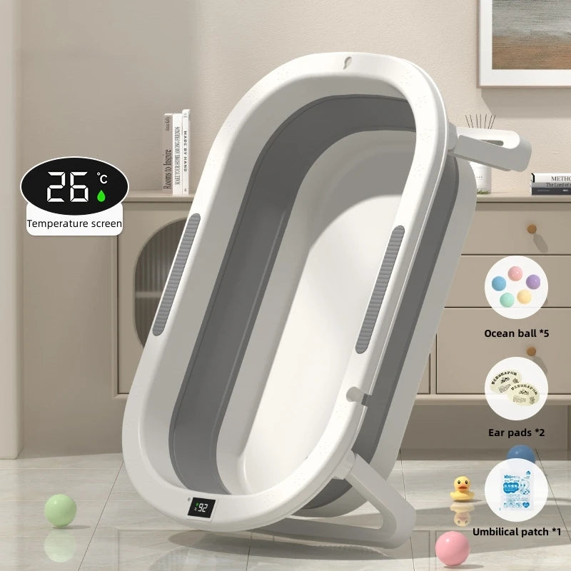 Bath Time Bliss – Foldable Warm Baby Bathtub for Sitting & Lying Toddlers