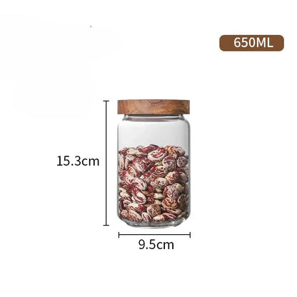 Elegance Meets Function – Glass Airtight Canister with Natural Wood Lid