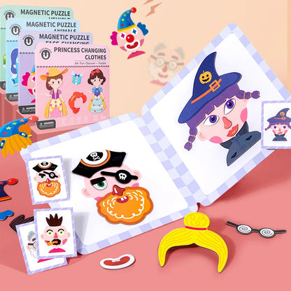 Mix, Match & Imagine – Montessori Magnetic Puzzle Book for Creative Learning