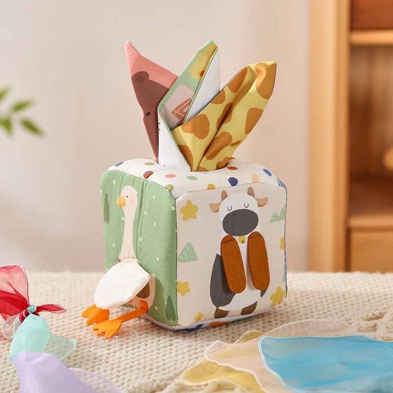 Tissue Time Surprise Box – Soft Play for Bright Little Minds – Baby Montessori Toy Cotton Tissue