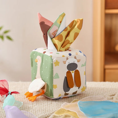 Tissue Time Surprise Box – Soft Play for Bright Little Minds – Baby Montessori Toy Cotton Tissue