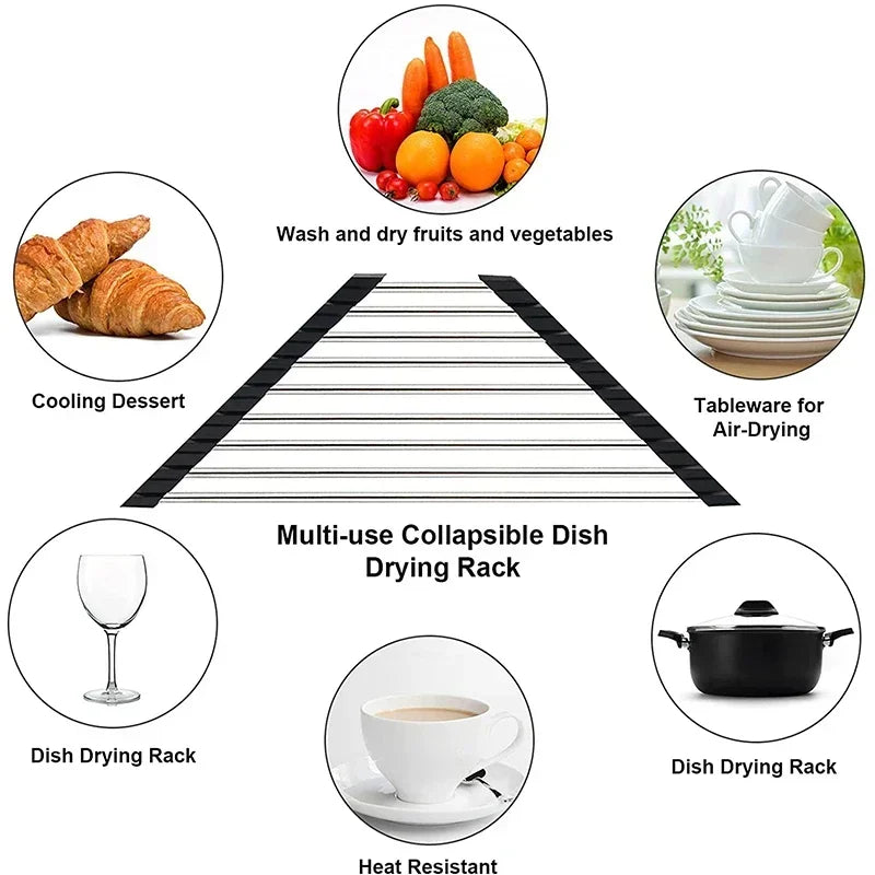 Clever Corners – Foldable Roll-Up Triangle Dish Drying Rack & Sink Organiser