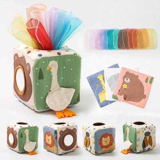 Tissue Time Surprise Box – Soft Play for Bright Little Minds – Baby Montessori Toy Cotton Tissue
