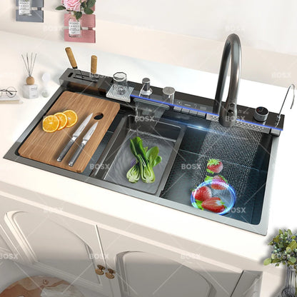 Extra large stainless steel kitchen sink with digital display single slot multi-function dishwashing and glassware washing sink