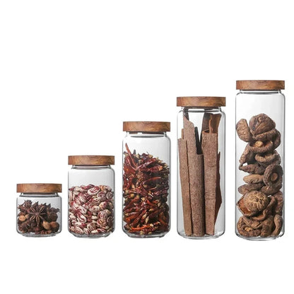 Elegance Meets Function – Glass Airtight Canister with Natural Wood Lid