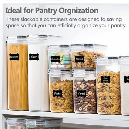 FreshLock Kitchen Storage Set – 7‑Piece Pantry Perfection – BPA Free Plastic Airtight Storage Box With 10stickers and Pen