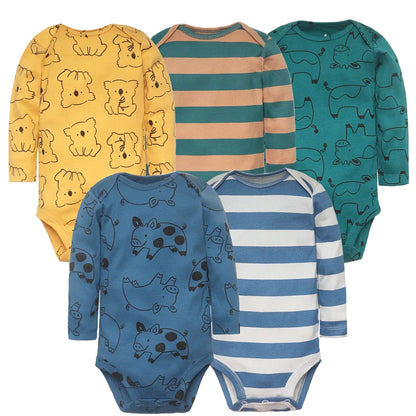 SnuggleTime Favourites – 5-Piece Baby Bodysuit Set (Unisex | Newborn to Toddler)