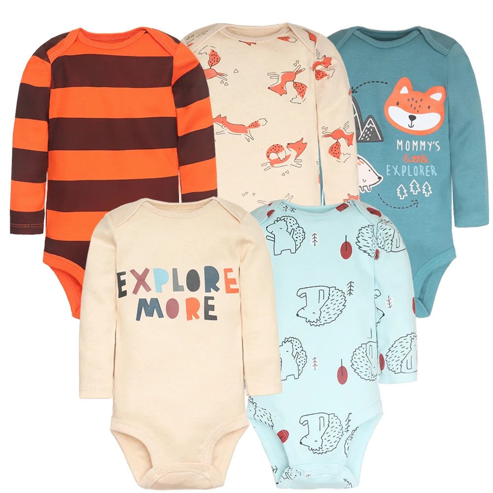 SnuggleTime Favourites – 5-Piece Baby Bodysuit Set (Unisex | Newborn to Toddler)