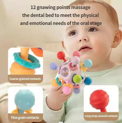 Silicone Teething Toys For Babies 0 12 Months – Sensory Rattle & Teether for Tiny Trailblazers