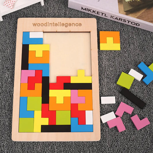Timeless Tots 3D Wooden Russia Puzzle – Spark Logic and Colourful Fun – Color Shape Game Children Thinking Logic Square Toy Puzzle For Kids