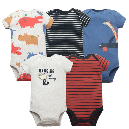 Little Adventures – 5-Piece Cotton Bodysuit Set for Babies (6–24 Months)