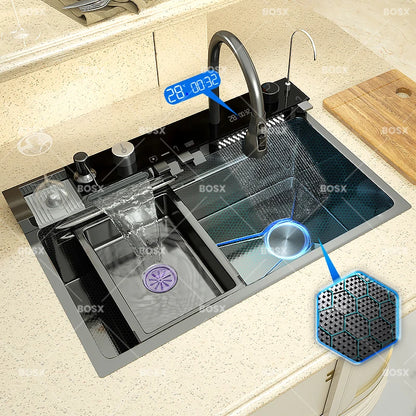 Extra large stainless steel kitchen sink with digital display single slot multi-function dishwashing and glassware washing sink