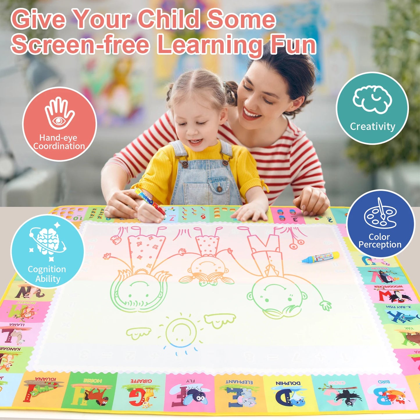 Splash-Free Creativity – 100x80CM Magic Water Drawing Mat for Mess-Free Fun & Learning