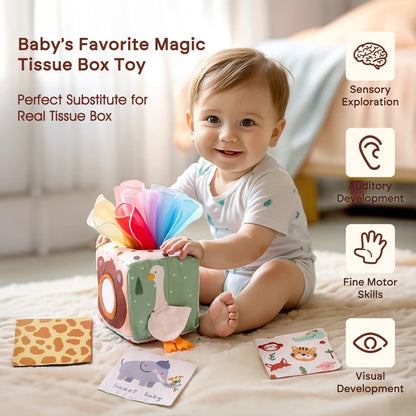 Tissue Time Surprise Box – Soft Play for Bright Little Minds – Baby Montessori Toy Cotton Tissue