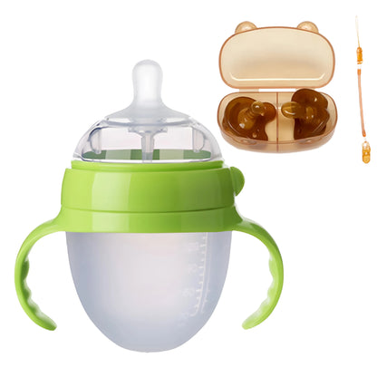 Soothe & Sip – Anti-Choking Silicone Baby Feeding Bottle with Handles – Nipple Bottle for Baby 0-9 Month 150ML/250ML